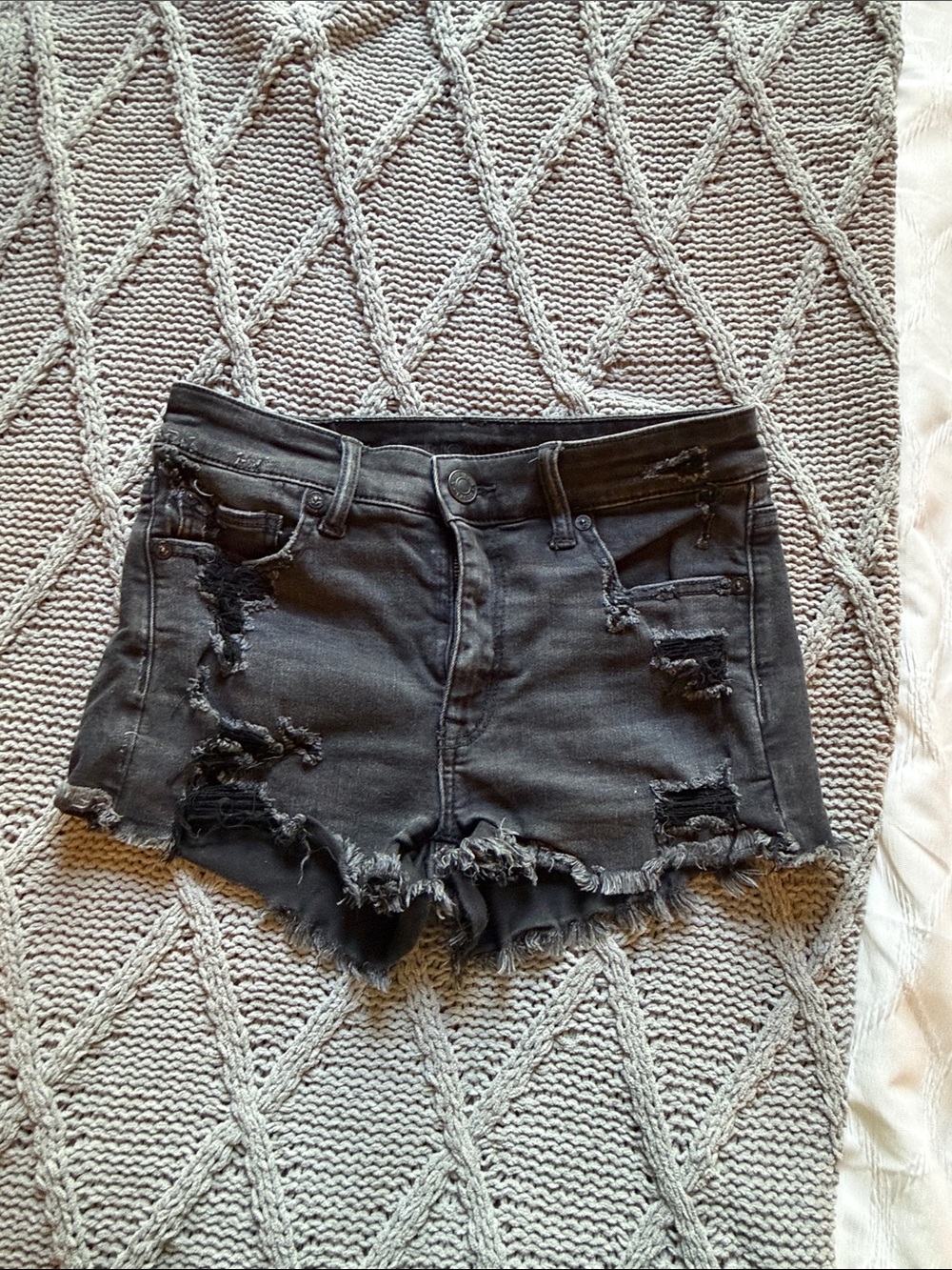 AMERICAN EAGLE Black Denim Cutoff Jean Shorts